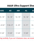 Adult Ultra Support Sleeve Size Chart