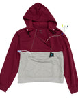 Crimson hoodie with medical devices