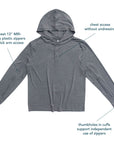 Sleeve and Chest Access Hooded Top Diagram showcasing functional features of garment