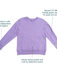 Sleeve Zip Access Sweatshirt Diagram showcasing functional features of garment