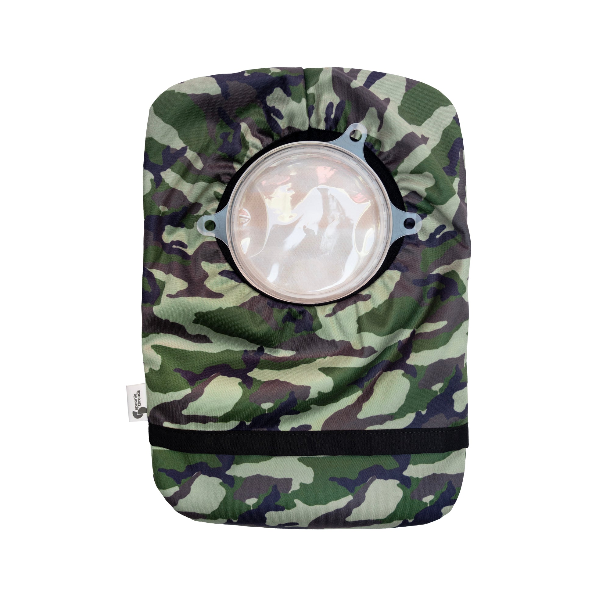 Flat of Camo elastic ostomy bag cover with pouch