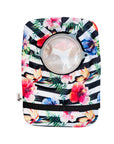 Flat of floral stripe elastic ostomy bag cover with pouch