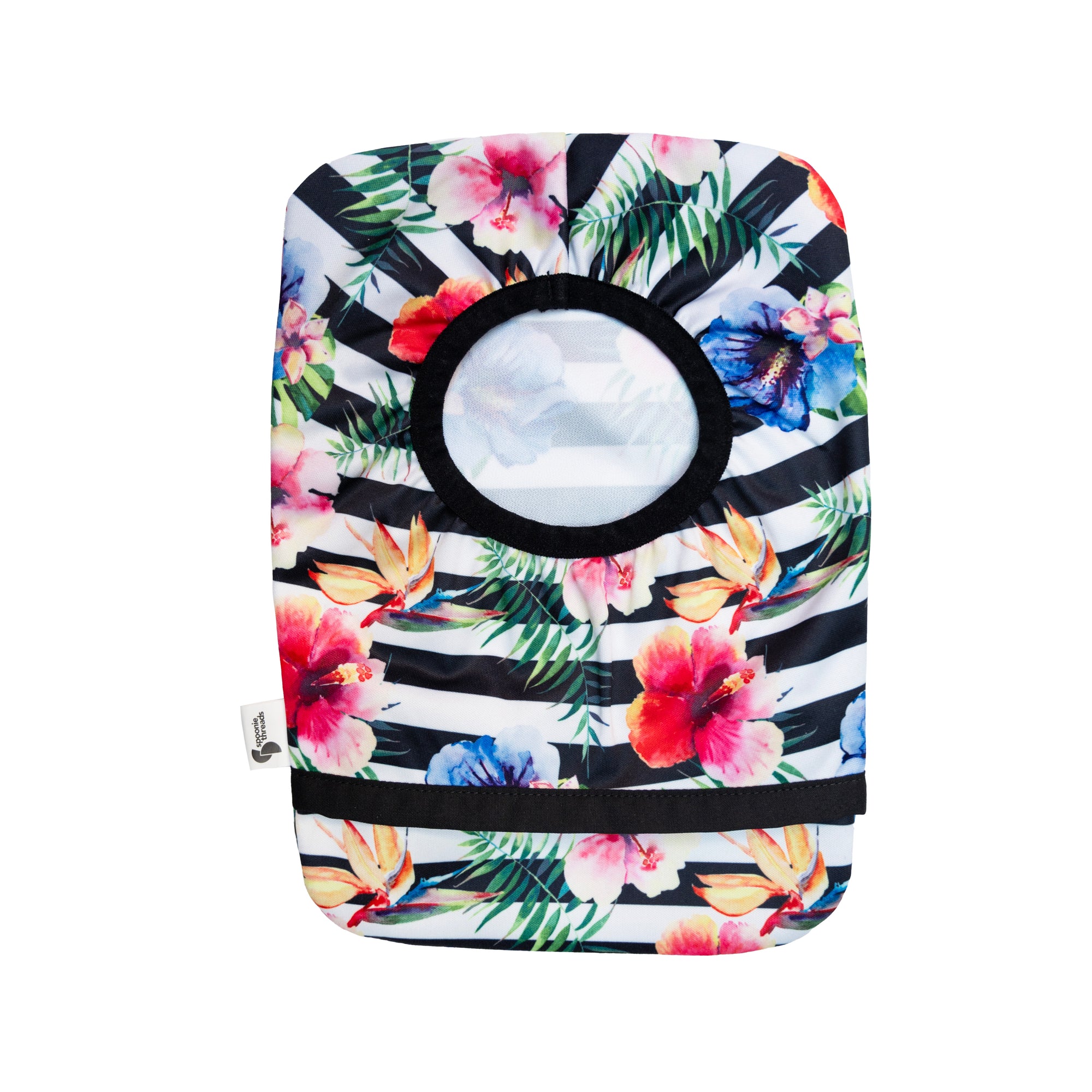 Flat of floral stripe elastic ostomy bag cover without pouch