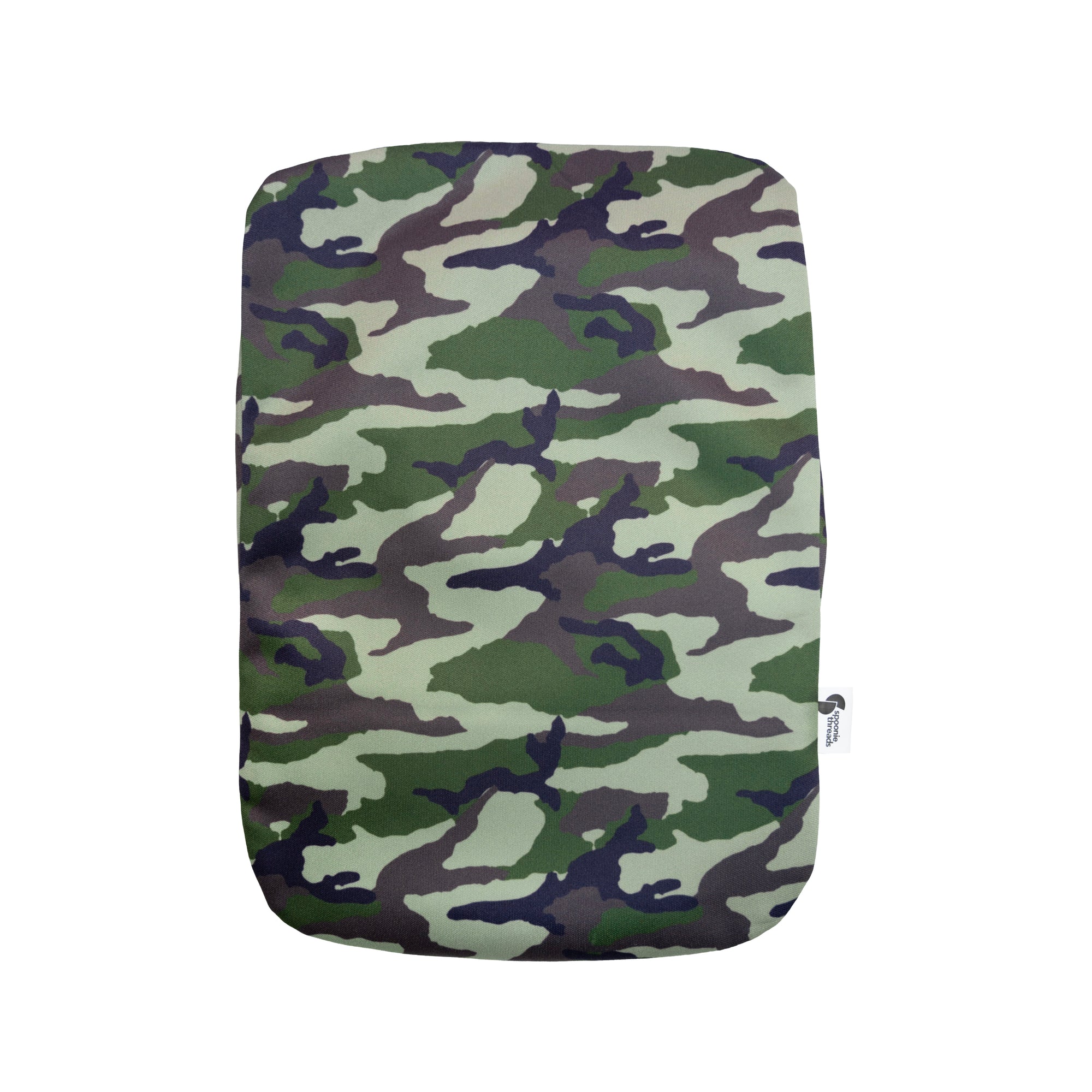 Flat of back of Camo elastic ostomy bag cover