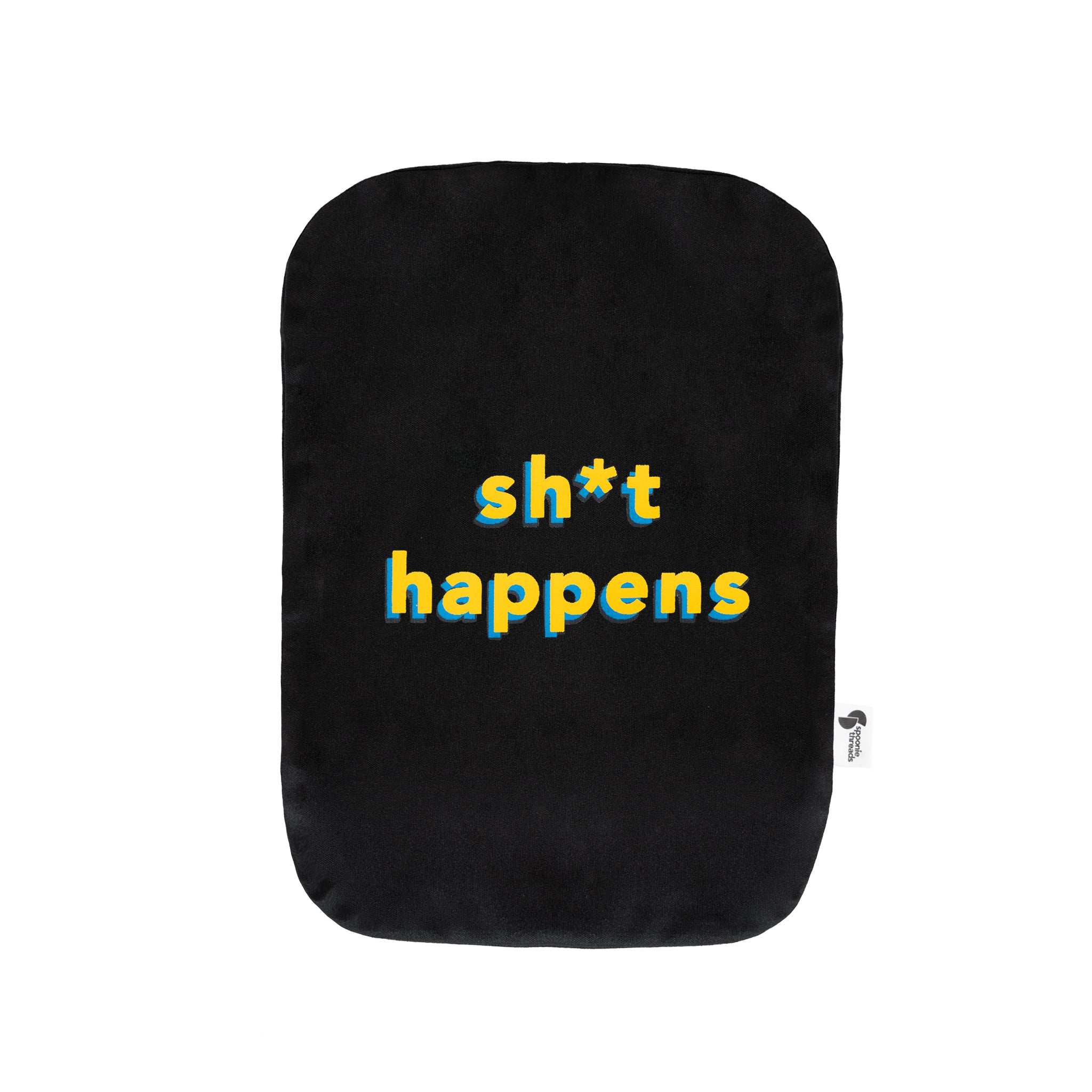 Black &quot;Sh*t Happens&quot; Elastic Ostomy Bag Cover