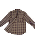 Khaki Plaid Zip Front Shacket with PICC line