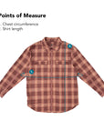Plaid Zip Front Shacket measurement points labeled