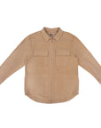 Flat of Khaki Shacket on white background