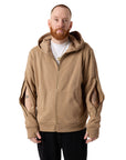 Mike wearing Full Zip Hoodie with open arm zippers