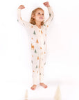 Child posing in Thru the Trees G-Tube Pajamas