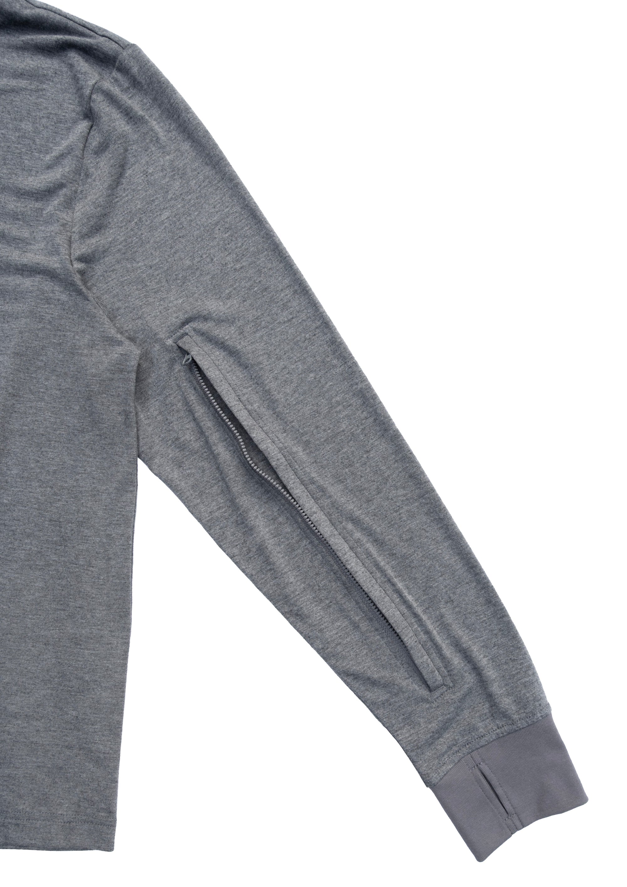 Closeup of sleeve with zipper