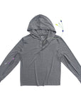 Flat of Salt & Pepper Adult sleeve access hooded tee with devices showing
