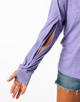 Lilac Adult Sleeve and Chest Access Hooded Top with open sleeve