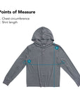 Points of measure describing chest circumference and shirt length