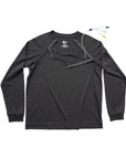Snap Access Long-Sleeve Tee Shirt flat with medical device