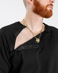 Man wearing Snap Access Long-Sleeve Tee Shirt open