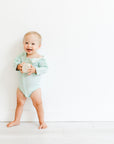 Mint Long-Sleeve All-Access Bodysuit | Preemie to 4T | G-Tube, Catheter, NICU/PICU, Port-friendly adaptive clothing