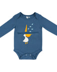 Flat of Pelican long sleeve tummy zip bodysuit