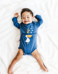 Boy in Pelican long sleeve tummy zip bodysuit