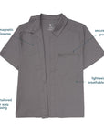 Features of the magnetic dress shirt highlighted