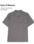 Points of measure describing chest circumference and shirt length