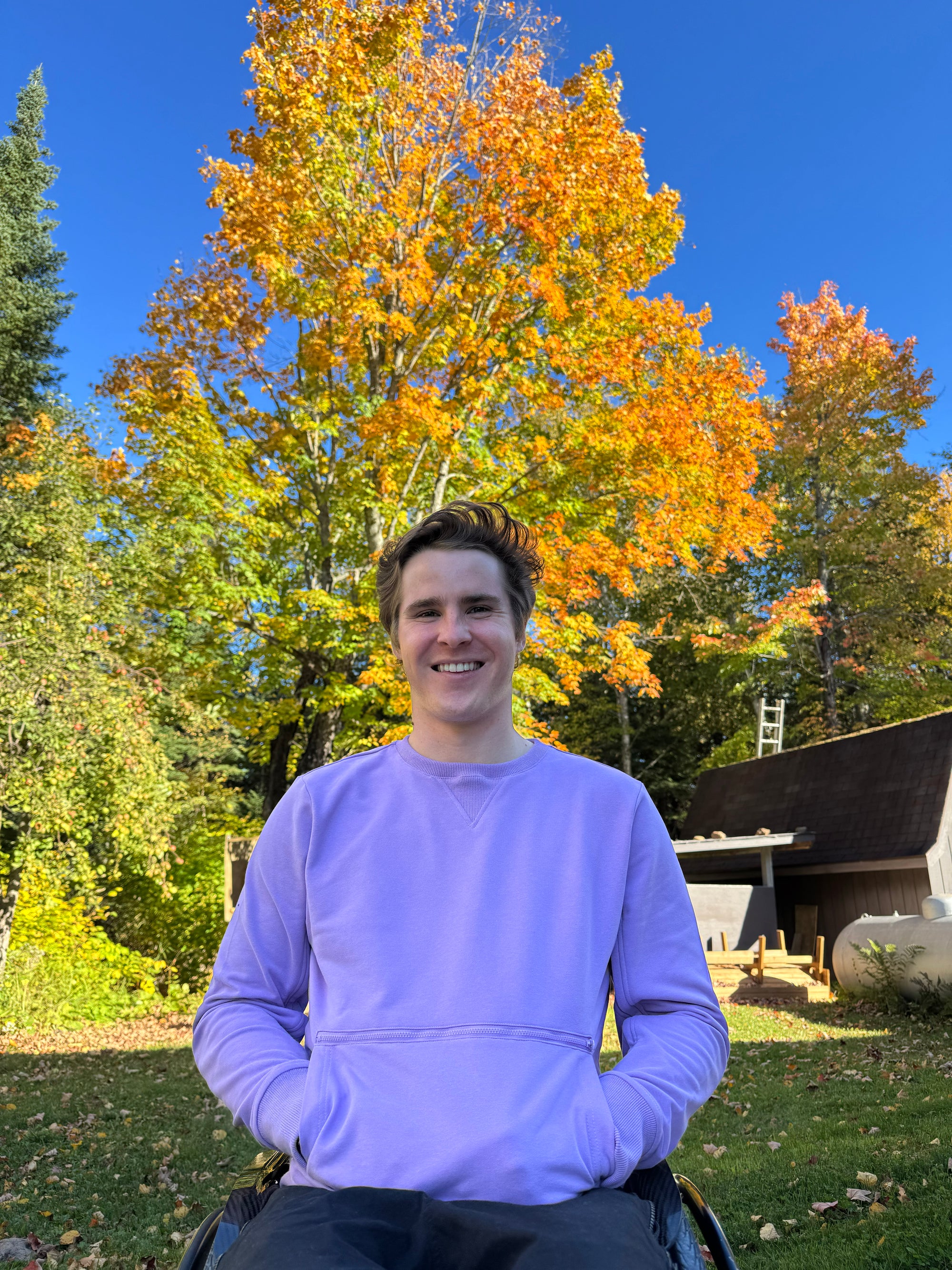 Mason Branstrator in Lilac Arm Zip Access Crew Sweatshirt