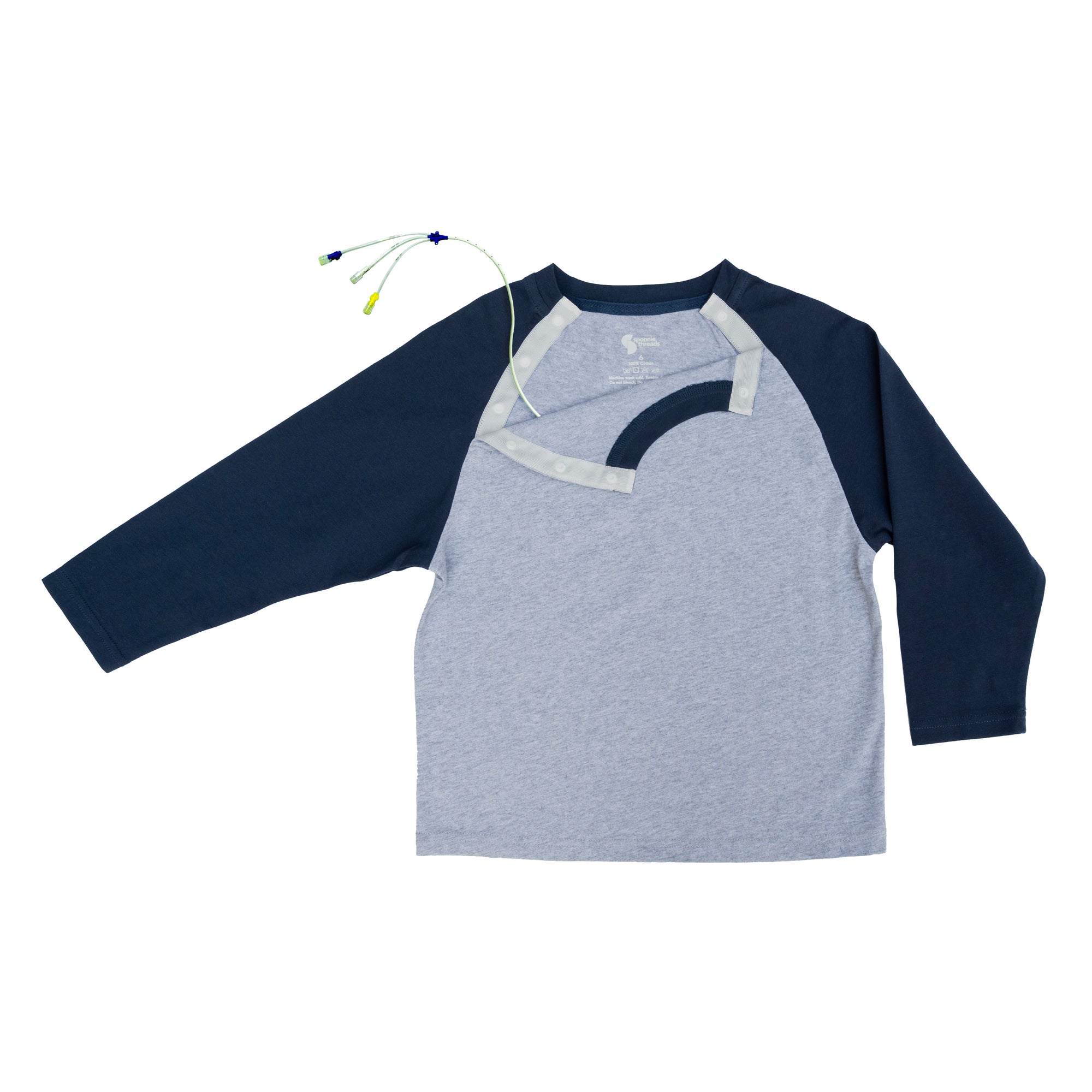 Navy Kids Raglan Chemo Port Access Tee Shirt