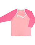Flat of Sunset Colorblock Raglan Chemo Port Access Tee Shirt