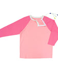 Sunset Colorblock Raglan Chemo Port Access Tee Shirt with medical device