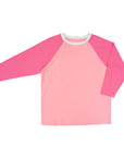 Flat of Sunset Colorblock Raglan Chemo Port Access Tee Shirt