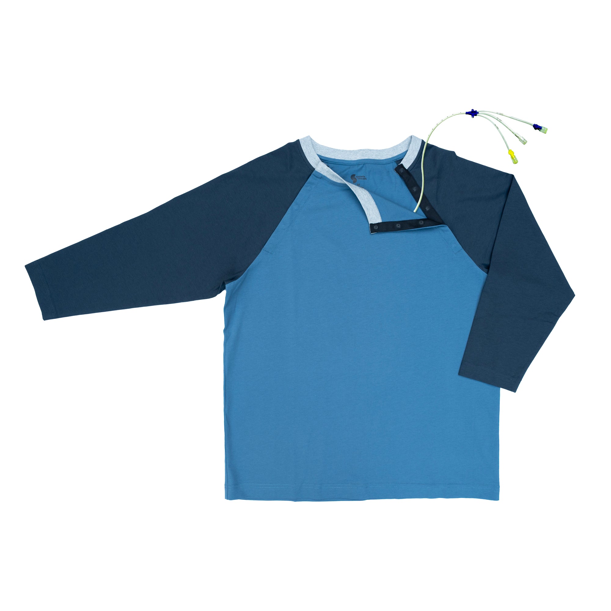True Navy Colorblock Raglan Chemo Port Access Tee Shirt