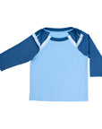 Flat of Blue CB Kids Raglan Access Tee with open snaps