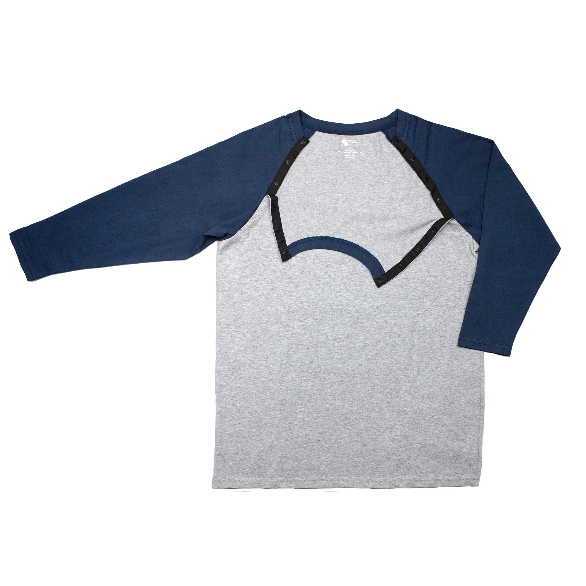 Adult Raglan Chemo Port Access Tee Shirt Open