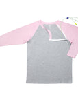 Adult Raglan Chemo Port Access Tee Shirt with medical devices