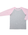 Flat of pink Adult Raglan Chemo Port Access Tee Shirt
