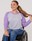 Woman in Purple Raglan Access Tee