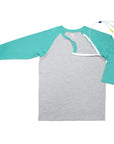 Adult Raglan Chemo Port Access Tee Shirt with medical device