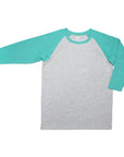 Flat of teal Adult Raglan Chemo Port Access Tee Shirt