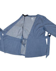 Adult Chest Access Chambray Wrap Top open
