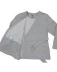 Wrap blouse with drainage bulb in pocket