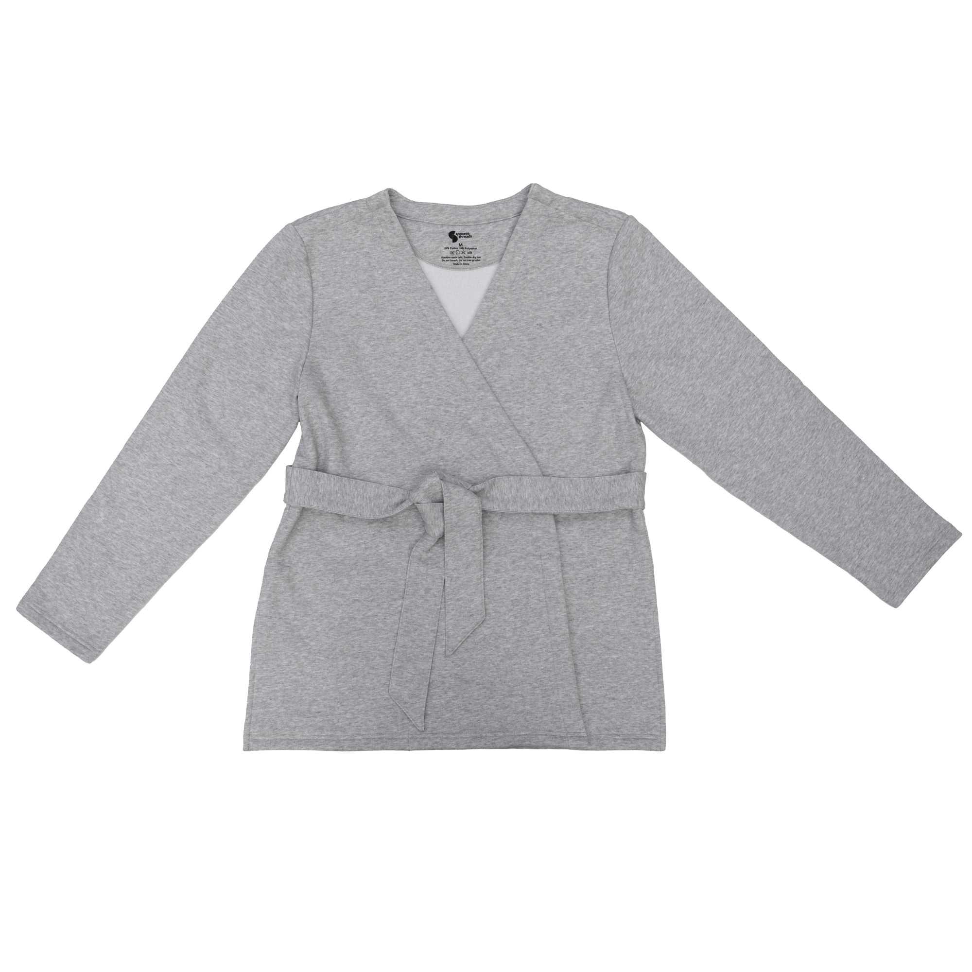 Flat of gray Adult Chest Access Fleece Wrap Top
