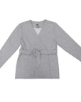 Flat of gray Adult Chest Access Fleece Wrap Top
