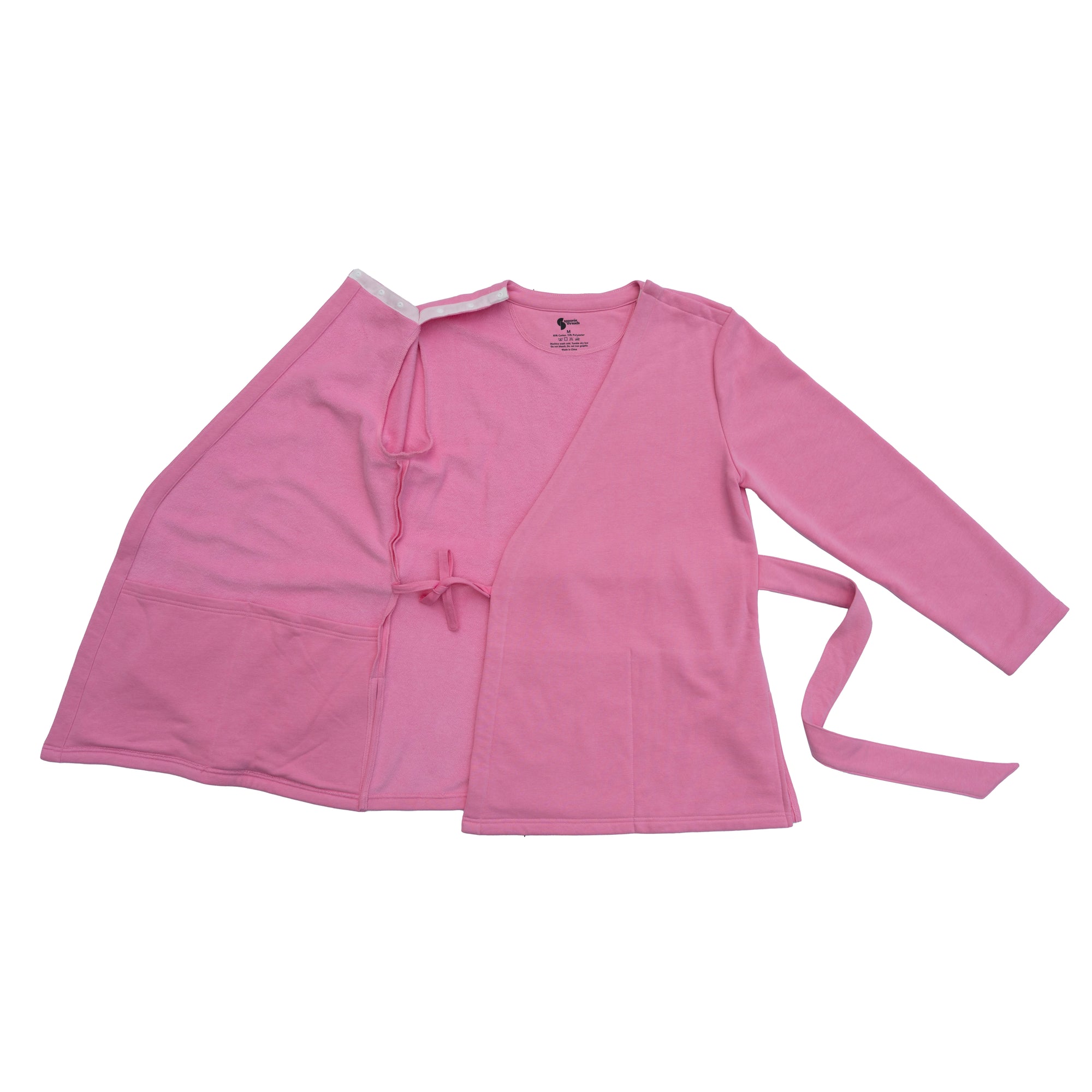 Pink Adult Chest Access Fleece Wrap Top Open