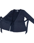 Black Adult Chest Access French Terry Wrap Top open