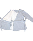 Gray Adult Chest Access French Terry Wrap Top open