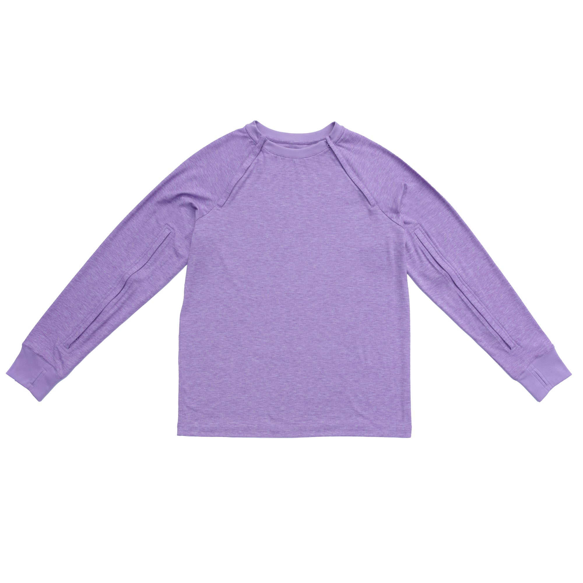 Flat image of Lilac adult raglan and sleeve zip access tee