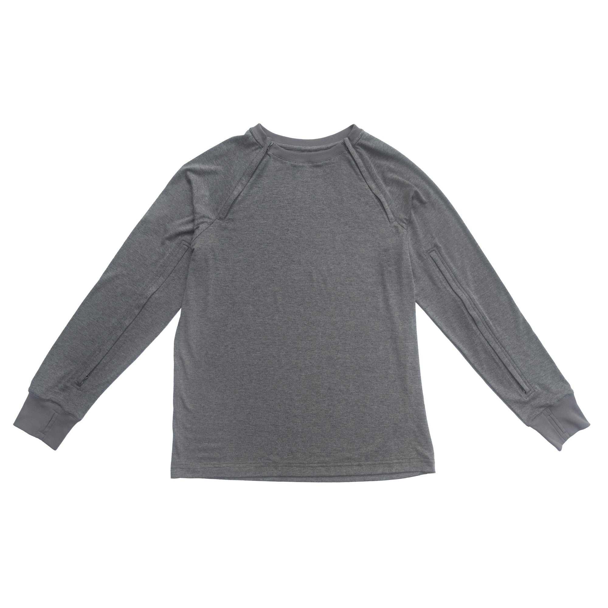 Flat of Gray Adult Raglan and Sleeve Zip Access Tee