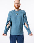 Mike showcasing open sleeve zippers