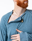 Mike showcasing open chest zipper