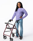 Denisha is 5'5" wearing a size M